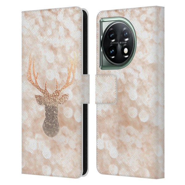 Monika Strigel Champagne Gold Deer Leather Book Wallet Case Cover For OnePlus 11 5G