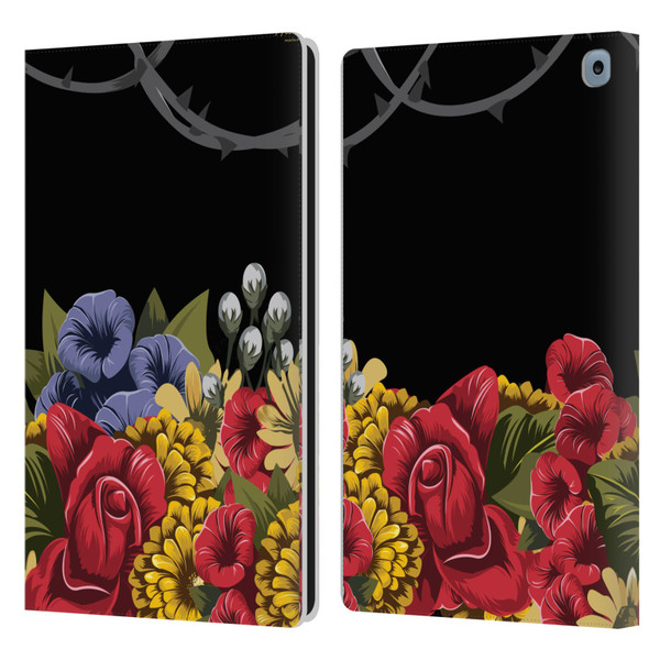 Frida Kahlo Red Florals Efflorescence Leather Book Wallet Case Cover For Amazon Fire HD 10 / Plus 2021