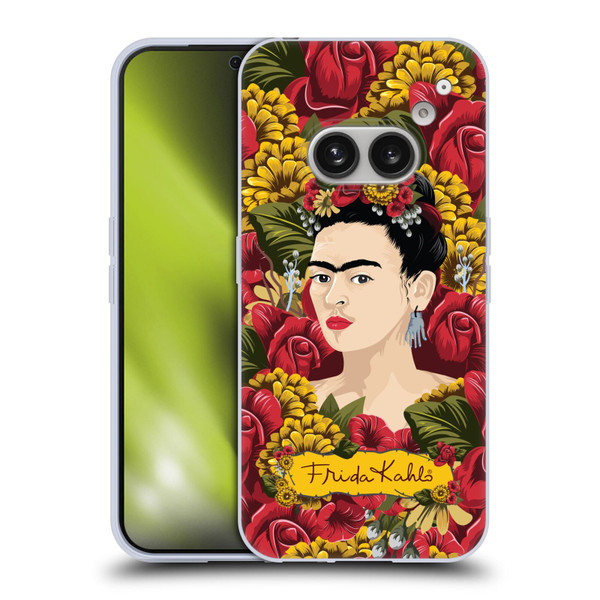 Frida Kahlo Red Florals Portrait Pattern Soft Gel Case for Nothing Phone (2a)