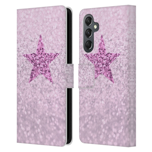 Monika Strigel Glitter Star Pastel Pink Leather Book Wallet Case Cover For Samsung Galaxy A25 5G