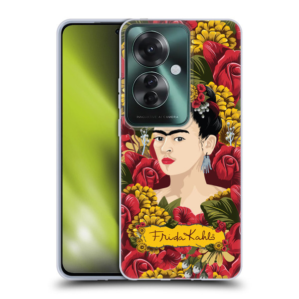 Frida Kahlo Red Florals Portrait Pattern Soft Gel Case for OPPO Reno11 F 5G / F25 Pro 5G