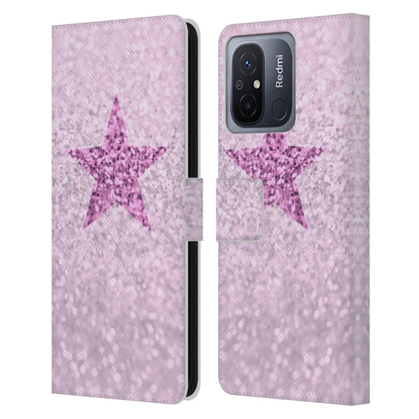 Monika Strigel Glitter Star Pastel Pink Leather Book Wallet Case Cover For Xiaomi Redmi 12C