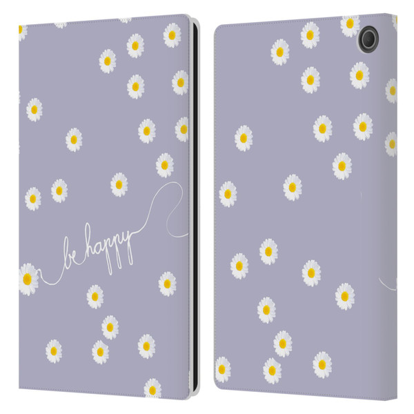 Monika Strigel Happy Daisy Lavender Leather Book Wallet Case Cover For Amazon Fire Max 11 2023