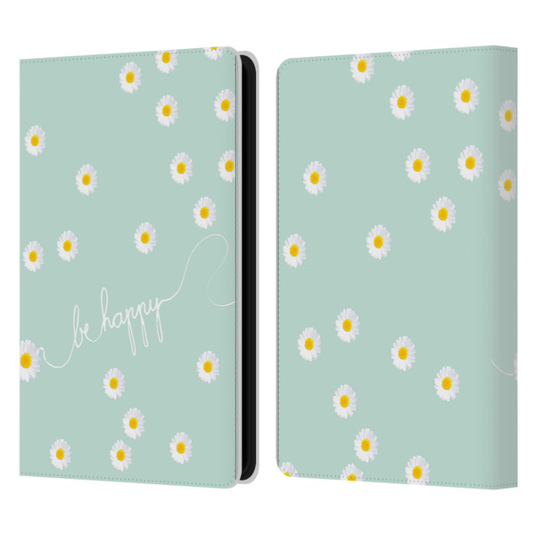 Monika Strigel Happy Daisy Mint Leather Book Wallet Case Cover For Amazon Kindle Paperwhite 5 (2021)