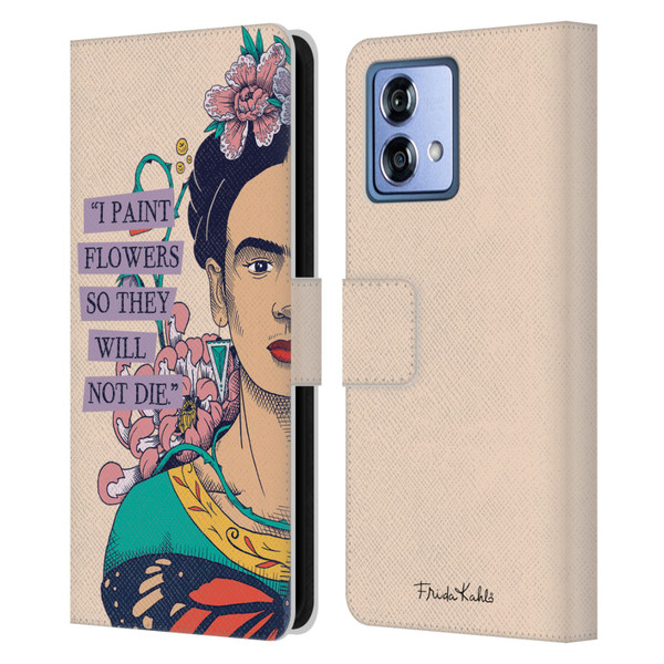 Frida Kahlo Sketch I Paint Flowers Leather Book Wallet Case Cover For Motorola Moto G84 5G