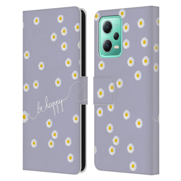 Monika Strigel Happy Daisy Lavender Leather Book Wallet Case Cover For Xiaomi Redmi Note 12 5G
