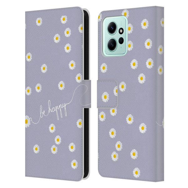 Monika Strigel Happy Daisy Lavender Leather Book Wallet Case Cover For Xiaomi Redmi 12