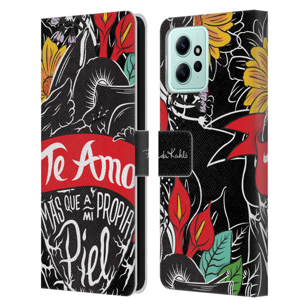 Frida Kahlo Typography Heart Leather Book Wallet Case Cover For Xiaomi Redmi 12