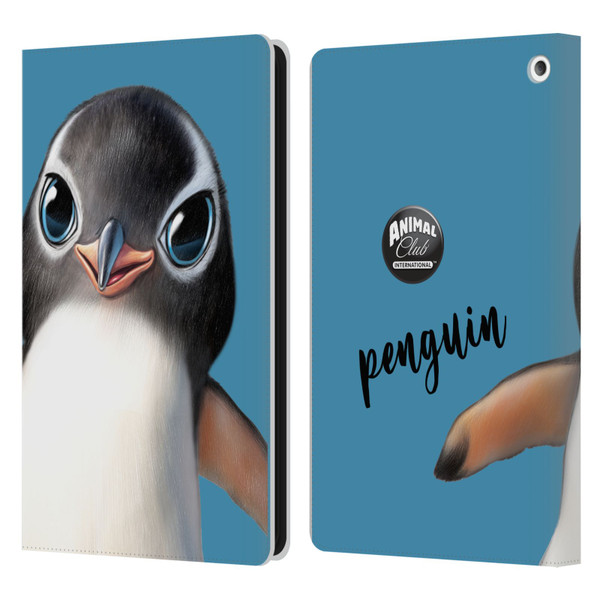 Animal Club International Faces Penguin Leather Book Wallet Case Cover For Amazon Fire HD 8/Fire HD 8 Plus 2020