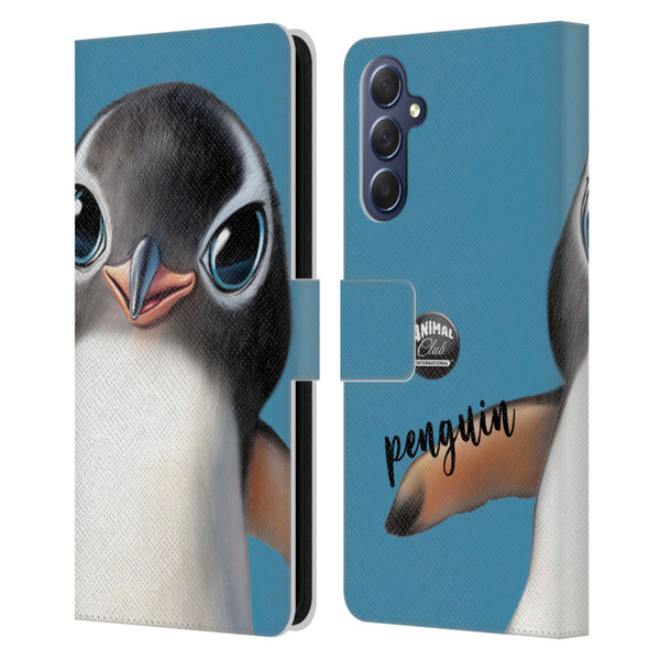 Animal Club International Faces Penguin Leather Book Wallet Case Cover For Samsung Galaxy M54 5G