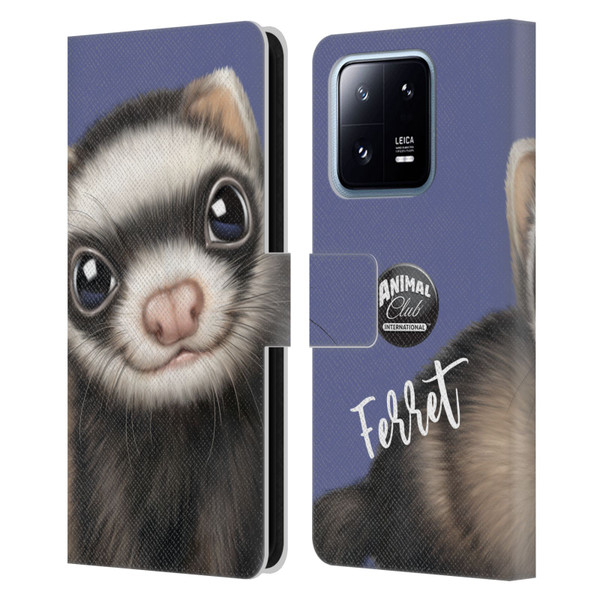 Animal Club International Faces Ferret Leather Book Wallet Case Cover For Xiaomi 13 Pro 5G