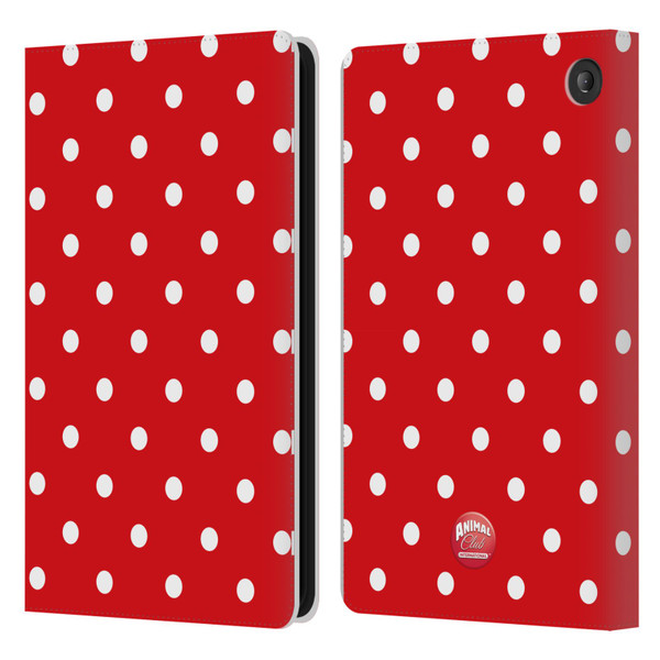 Animal Club International Patterns Polka Dots Red Leather Book Wallet Case Cover For Amazon Fire 7 2022