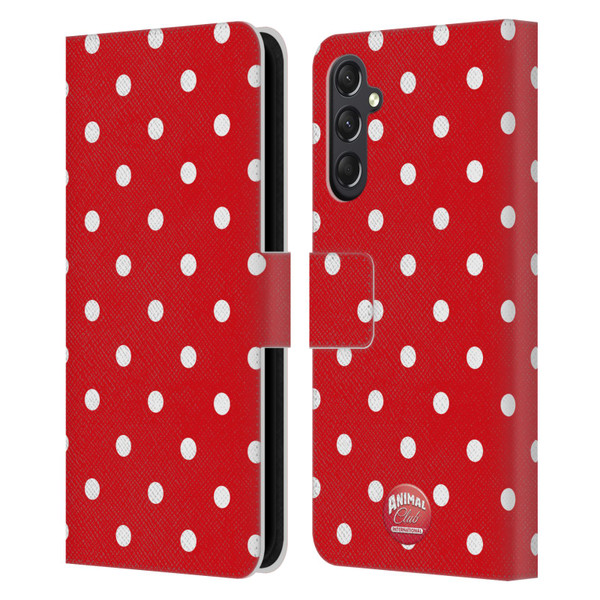 Animal Club International Patterns Polka Dots Red Leather Book Wallet Case Cover For Samsung Galaxy A24 4G / M34 5G
