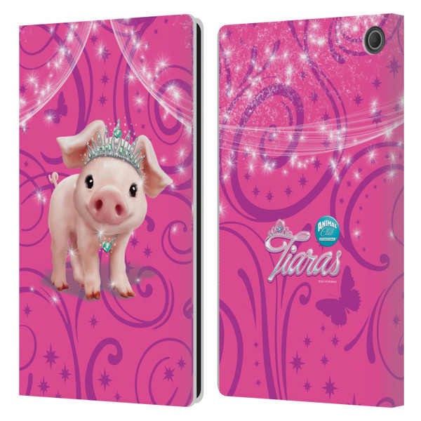 Animal Club International Pet Royalties Pig Leather Book Wallet Case Cover For Amazon Fire Max 11 2023