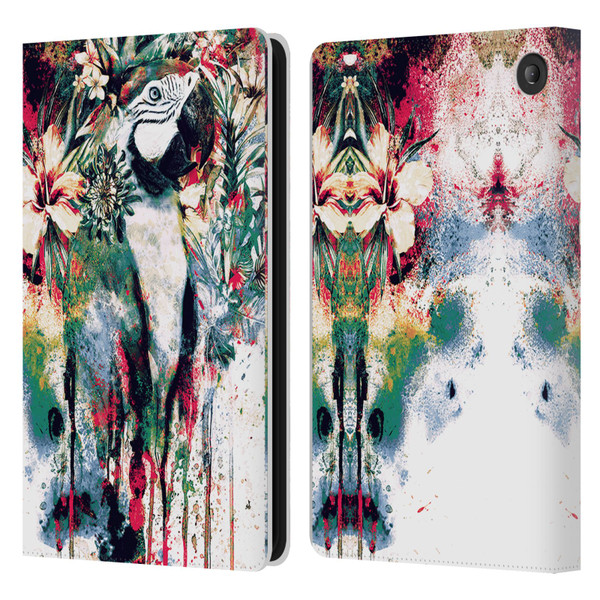 Riza Peker Animals Parrot Leather Book Wallet Case Cover For Amazon Fire 7 2022