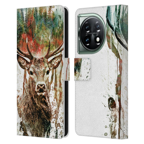 Riza Peker Animals Deer Leather Book Wallet Case Cover For OnePlus 11 5G