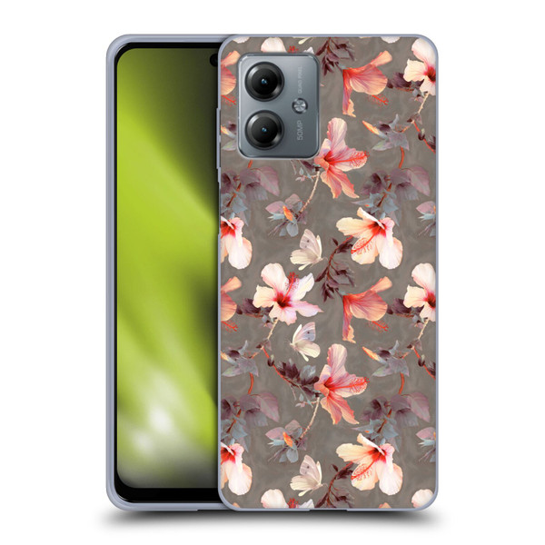 Micklyn Le Feuvre Florals Coral Hibiscus Soft Gel Case for Motorola Moto G14