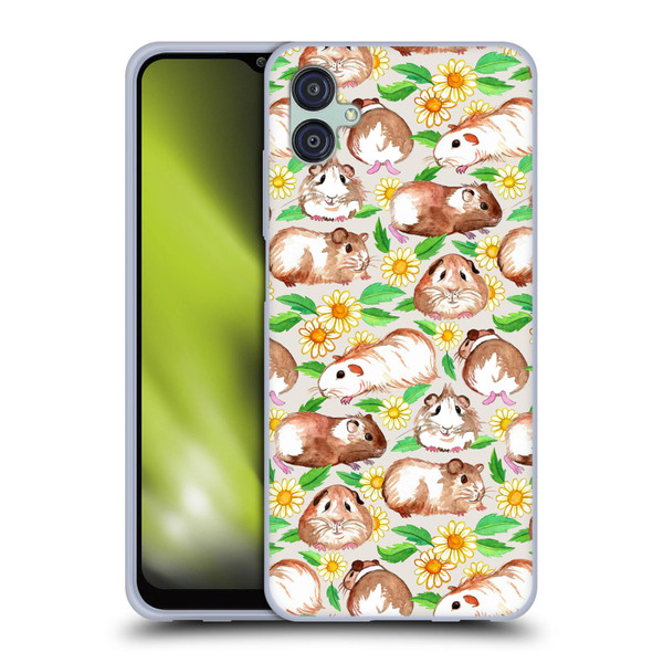 Micklyn Le Feuvre Patterns 2 Guinea Pigs And Daisies In Watercolour On Tan Soft Gel Case for Samsung Galaxy M04 5G / A04e