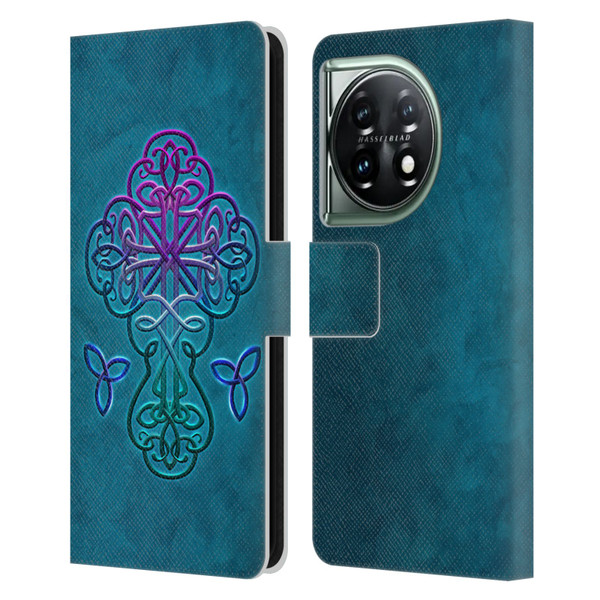 Brigid Ashwood Crosses Celtic Leather Book Wallet Case Cover For OnePlus 11 5G