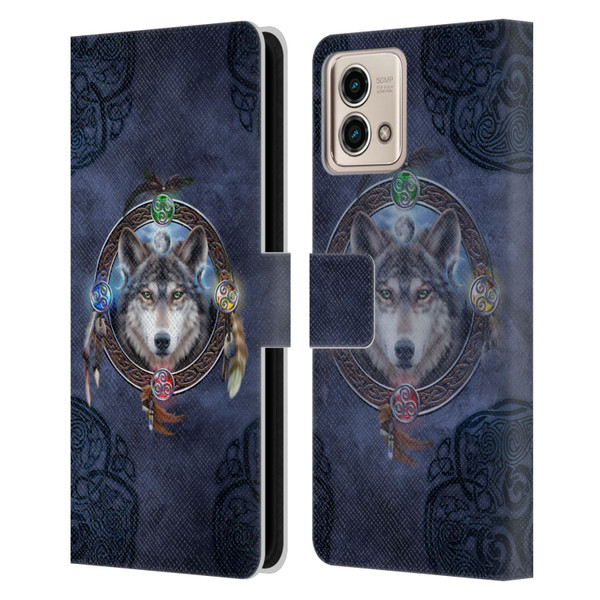 Brigid Ashwood Celtic Wisdom Wolf Guide Leather Book Wallet Case Cover For Motorola Moto G Stylus 5G 2023