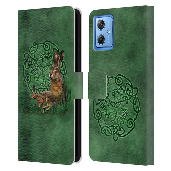 Brigid Ashwood Celtic Wisdom 2 Hare Leather Book Wallet Case Cover For Motorola Moto G54 5G