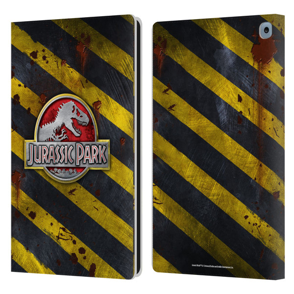 Jurassic Park Logo Distressed Look Crosswalk Leather Book Wallet Case Cover For Amazon Fire HD 10 / Plus 2021