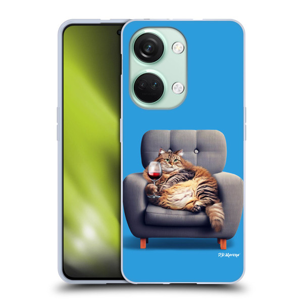 P.D. Moreno Furry Fun Artwork Fat Cat Armchair Soft Gel Case for OnePlus Nord 3 5G