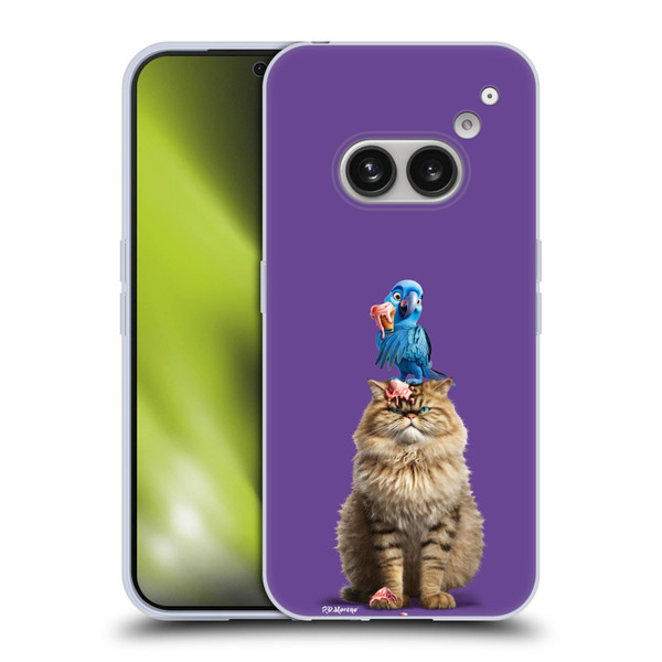 P.D. Moreno Furry Fun Artwork Cat And Parrot Soft Gel Case for Nothing Phone (2a)