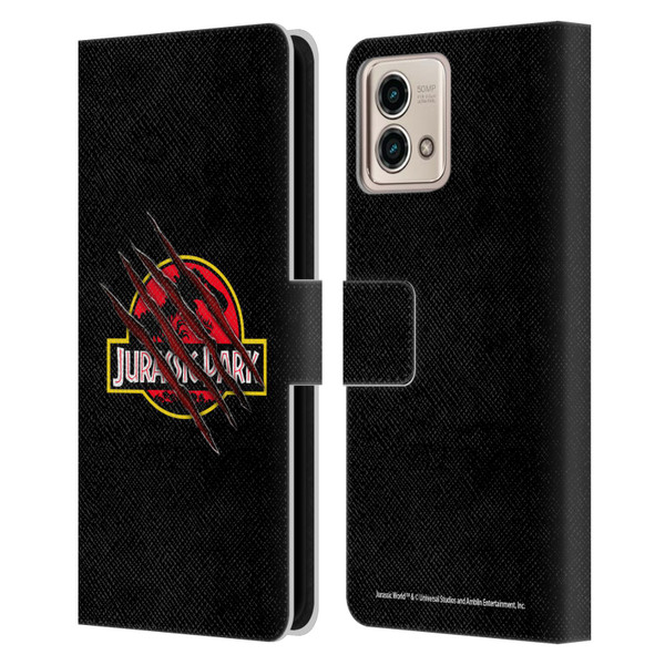 Jurassic Park Logo Plain Black Claw Leather Book Wallet Case Cover For Motorola Moto G Stylus 5G 2023