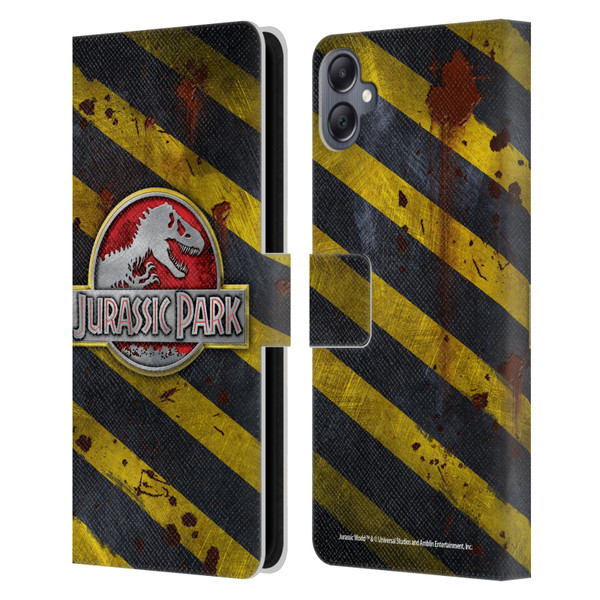 Jurassic Park Logo Distressed Look Crosswalk Leather Book Wallet Case Cover For Samsung Galaxy A05