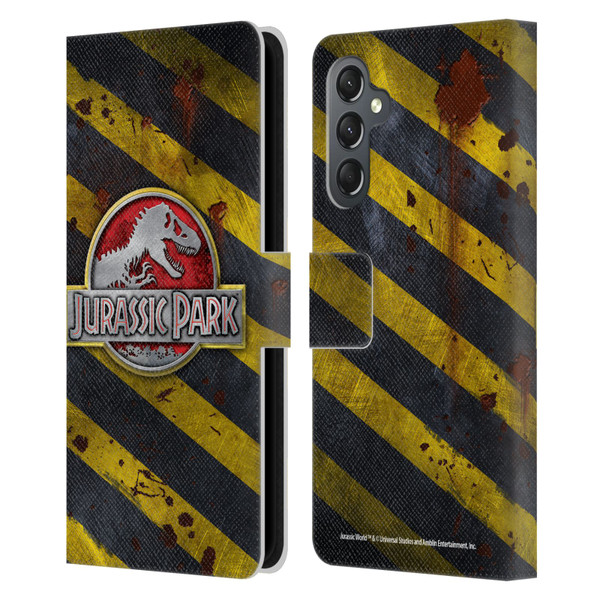 Jurassic Park Logo Distressed Look Crosswalk Leather Book Wallet Case Cover For Samsung Galaxy A25 5G