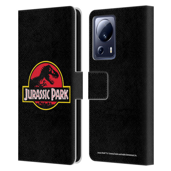Jurassic Park Logo Plain Black Leather Book Wallet Case Cover For Xiaomi 13 Lite 5G
