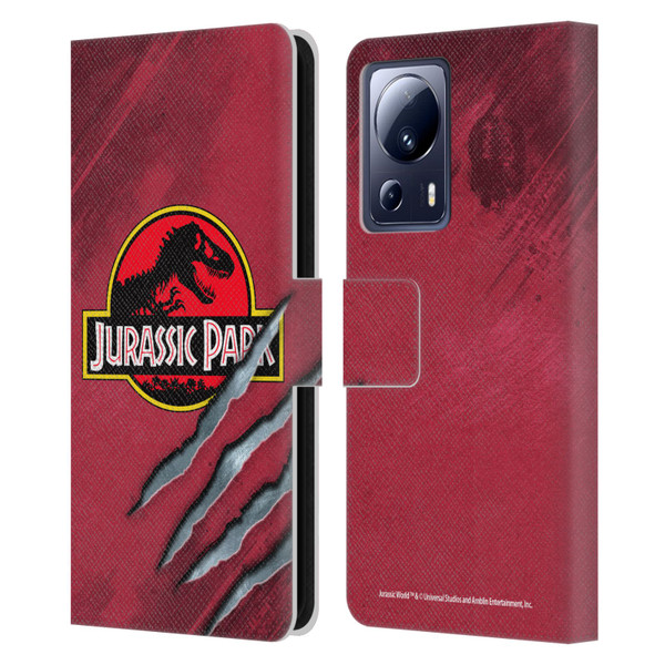 Jurassic Park Logo Red Claw Leather Book Wallet Case Cover For Xiaomi 13 Lite 5G