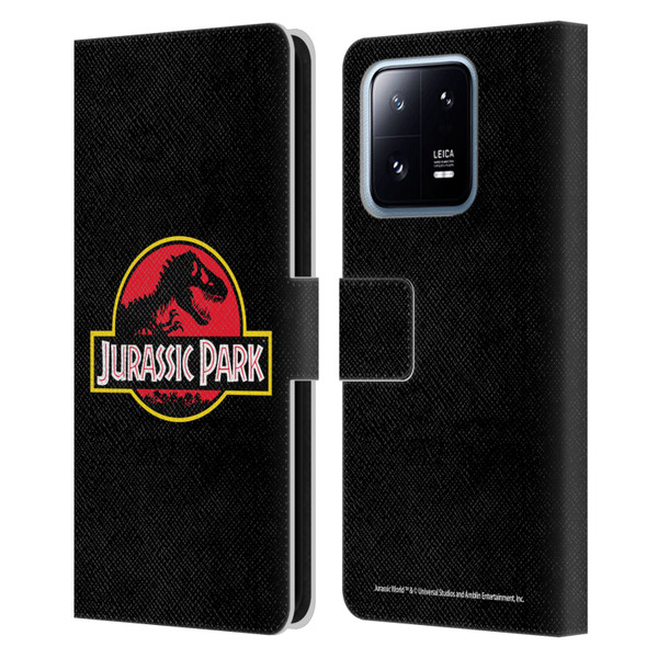 Jurassic Park Logo Plain Black Leather Book Wallet Case Cover For Xiaomi 13 Pro 5G