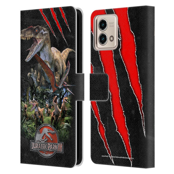 Jurassic Park III Key Art Dinosaurs 3 Leather Book Wallet Case Cover For Motorola Moto G Stylus 5G 2023
