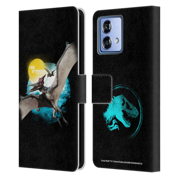 Jurassic World Key Art Pteranodon Leather Book Wallet Case Cover For Motorola Moto G84 5G
