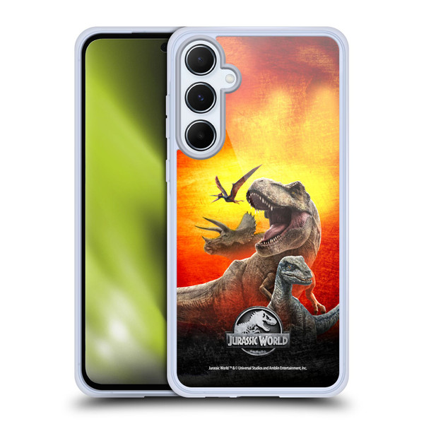 Jurassic World Key Art Dinosaurs Soft Gel Case for Samsung Galaxy A55 5G