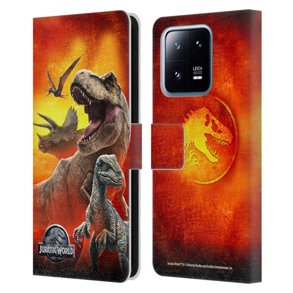 Jurassic World Key Art Dinosaurs Leather Book Wallet Case Cover For Xiaomi 13 Pro 5G
