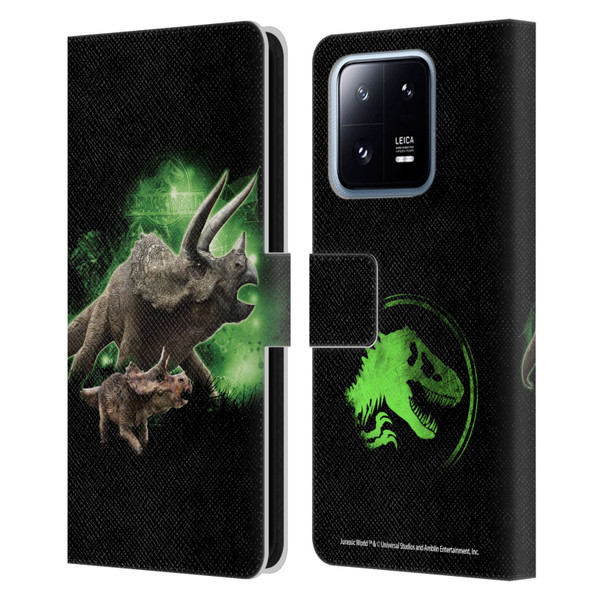 Jurassic World Key Art Triceratops Leather Book Wallet Case Cover For Xiaomi 13 Pro 5G