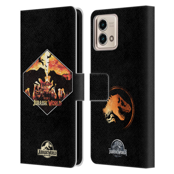 Jurassic World Vector Art T-Rex VS. Indoraptor Leather Book Wallet Case Cover For Motorola Moto G Stylus 5G 2023