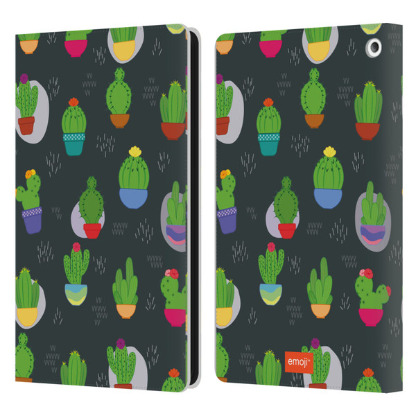 emoji® Cactus And Pineapple Pattern Leather Book Wallet Case Cover For Amazon Fire HD 8/Fire HD 8 Plus 2020