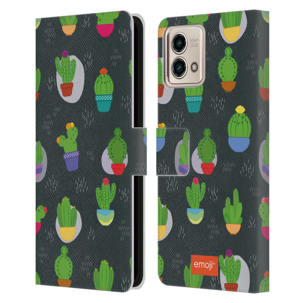 emoji® Cactus And Pineapple Pattern Leather Book Wallet Case Cover For Motorola Moto G Stylus 5G 2023