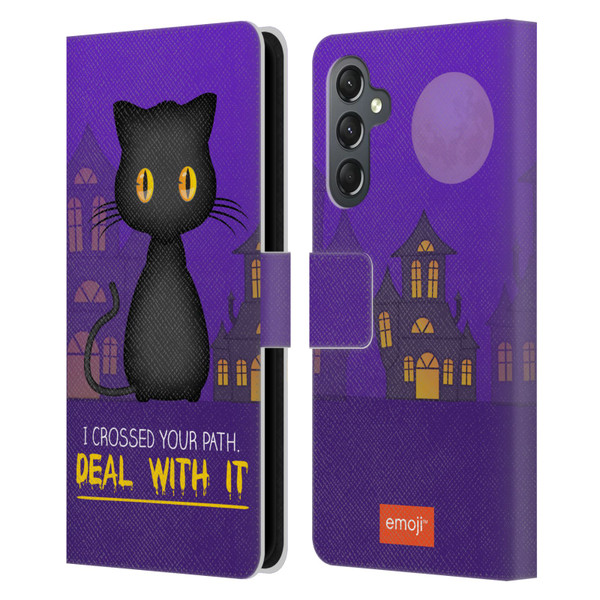 emoji® Halloween Parodies Black Cat Leather Book Wallet Case Cover For Samsung Galaxy A25 5G