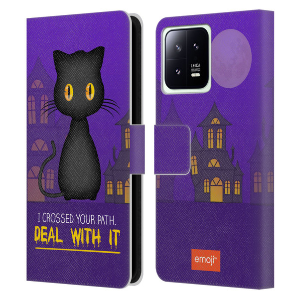 emoji® Halloween Parodies Black Cat Leather Book Wallet Case Cover For Xiaomi 13 5G