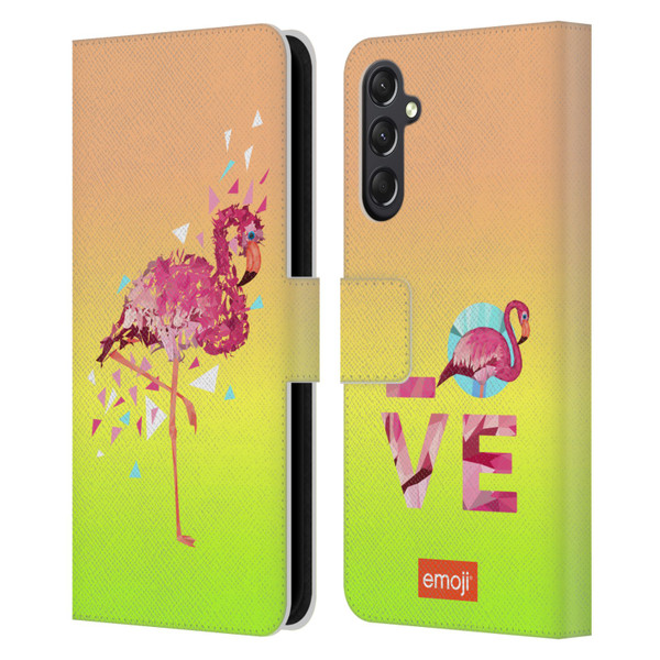 emoji® Polygon Flamingo Leather Book Wallet Case Cover For Samsung Galaxy A24 4G / M34 5G