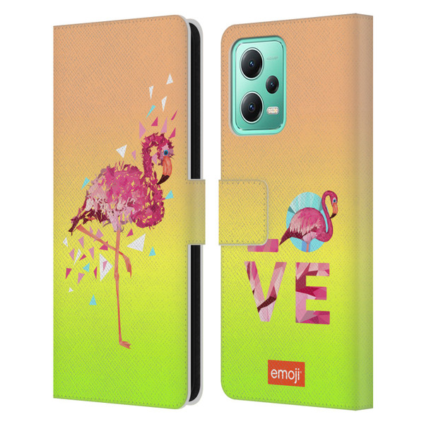 emoji® Polygon Flamingo Leather Book Wallet Case Cover For Xiaomi Redmi Note 12 5G