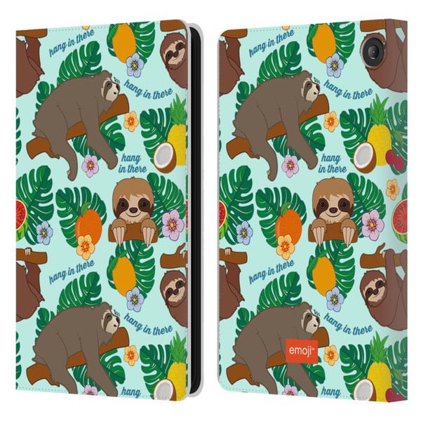 emoji® Sloth Tropical Leather Book Wallet Case Cover For Amazon Fire 7 2022