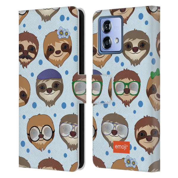emoji® Sloth Pattern Leather Book Wallet Case Cover For Motorola Moto G84 5G
