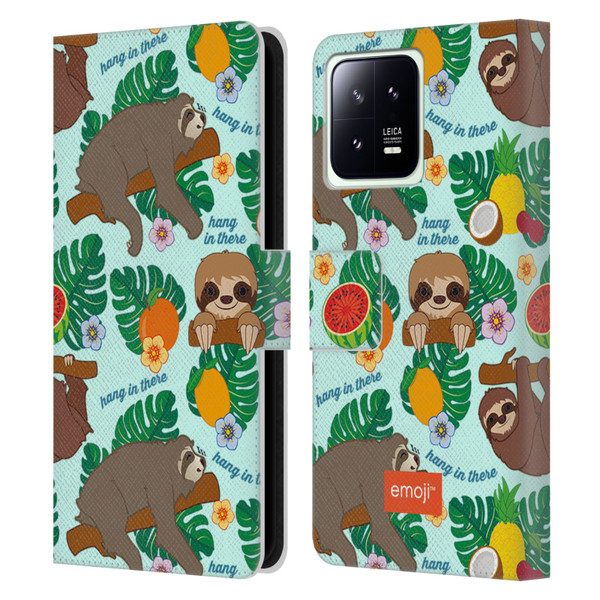emoji® Sloth Tropical Leather Book Wallet Case Cover For Xiaomi 13 5G