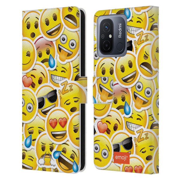 emoji® Smileys Stickers Leather Book Wallet Case Cover For Xiaomi Redmi 12C